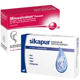 MINOXICUTAN Frauen 20 mg/ml Spray & SIKAPUR Kieselsäure Softgel-Kapseln mit Biotin