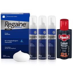  Alpecin Coffein-Shampoo C1 + Regaine Männer Schaum mit Minoxidil bei erblich bedingtem Haarausfall