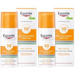 Eucerin® Oil Control Tinted Face Sun Gel-Creme mit LSF 50+ – getönter Sonnenschutz für fettige und unreine Haut – Hell - Jetzt 20% sparen mit Code "sun20"*