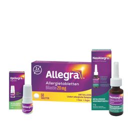 Allegra® Allergie-Set: NasAllegra® Heuschnupfenspray + Optilegra® Augentropfen + Allegra Allergietabletten