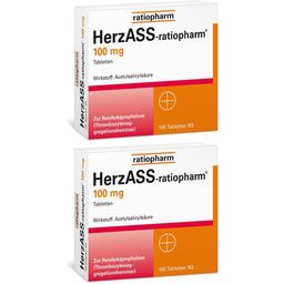 HerzASS-ratiopharm® 100 mg: mit gerinnungshemmender Acetylsalicylsäure – schützt die Blutplättchen vor dem Verklumpen und beugt Herzinfarkten sowie Schlaganfällen vor, 100 Tabletten