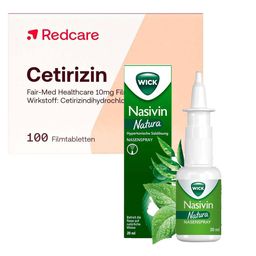 WICK Nasivin Natura Nasenspray, abschwellendes Nasenspray + Redcare Cetirizin
