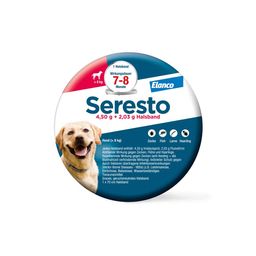 Seresto Halsband für große Hunde über 8 kg gegen Zecken und Flöhe, wirkt abtötend und repellierend bis zu 8 Monate