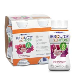resource® 2.0 + fibre Multifrucht | Hochkalorische Trinknahrung mit Ballaststoffen | Aufbaukost bei Mangelernährung