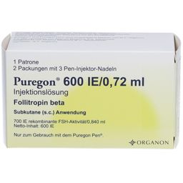 PUREGON 600 I.E./0,72 ml Injekt.-Lsg.i.Pat.+6 Nad.
