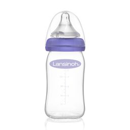 Lansinoh mOmma Glas Babyflasche 160ml mit Natural Wave Silikonsauger S