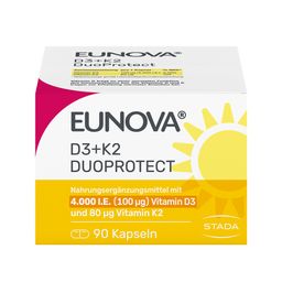 EUNOVA® D3 + K2 DuoProtect – 4.000 I.E.  Nahrungsergänzungsmittel mit zur normalen Funktion des Immunsystems & Erhaltung normaler Knochen
