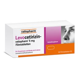 Levocetirizin-ratiopharm® 5 mg Filmtabletten: wirken schnell und langanhaltend bei allergischen Beschwerden wie Heuschnupfen, ganzjährigen Allergien oder chronischer Nesselsucht