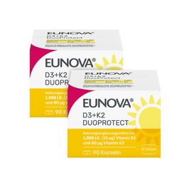 EUNOVA® D3 + K2 DuoProtect – 1.000 I.E.  Nahrungsergänzungsmittel zur normalen Funktion des Immunsystems & Erhaltung normaler Knochen