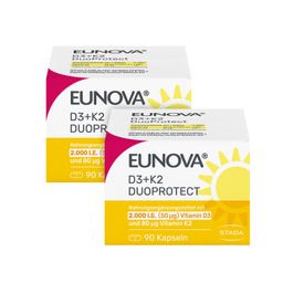 EUNOVA® D3 + K2 DuoProtect – 2.000 I.E.  Nahrungsergänzungsmittel mit Vitamin D und K zur normalen Funktion des Immunsystems & Erhaltung normaler Knochen