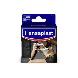 Hansaplast Kinesiologie Tape Schwarz | Unterstützt die Muskel- und Gelenkfunktion | Aktive Erholung | Fördert die Durchblutung | 5 cm x 5 m