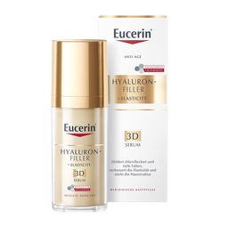 Eucerin® HYALURON-FILLER + ELASTICITY 3D Serum – Anti-Aging Serum für reife Haut – Hautpflege gegen Altersflecken und Falten - Jetzt 20% mit dem Code eucerin20 sparen* + ELASTICITY Handcreme 20ml GRATIS