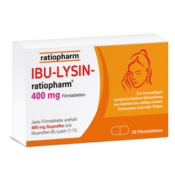IBU-LYSIN-ratiopharm® 400 mg Filmtabletten: Lindern Kopfschmerzen schnell durch die Kombination aus Ibuprofen und dem Wirkbeschleuniger Lysin