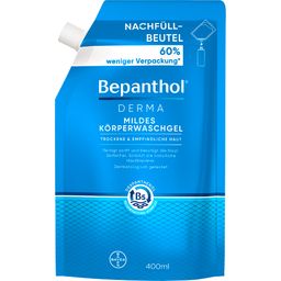 Bepanthol® DERMA Mildes Körperwaschgel, 400 ml Pumpspender, mildes Duschgel für empfindliche und trockene Haut, dermatologisch getesteter Feuchtigkeitsspender mit Dexpanthenol