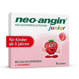 neo-angin Junior Halsschmerzlutscher mit leckerem Erdbeergeschmack für Kinder ab 3 Jahren