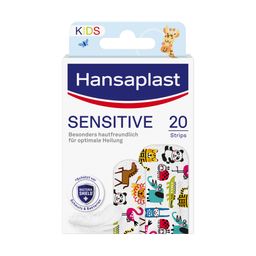 Hansaplast Kinderpflaster Sensitive | Sanfter Wundschutz | Heftpflaster mit Tiermotiven | 20 Stk.