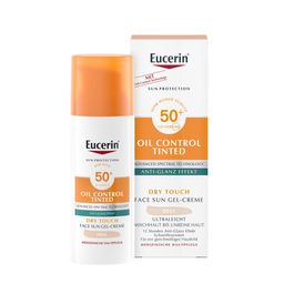 Eucerin® Oil Control Tinted Face Sun Gel-Creme mit LSF 50+ – getönter Sonnenschutz für fettige und unreine Haut – Hell - Jetzt 20% sparen mit Code "sun20"* + Eucerin® Oil Control Face Sun Gel-Creme LSF 50+ 20ml GRATIS