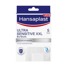 Hansaplast Ultra Sensitive XXL Wundverband | Besonders sanft & weich | Für sehr empfindliche Haut | Schützt vor 99 % der Bakterien | 8x 10 cm | 5 Stück