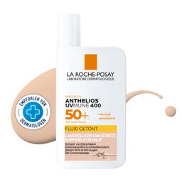 La Roche Posay Anthelios Invisible Fluid Getönt UVMune 400 LSF 50+: Getönte Sonnencreme für empfindliche und zu Sonnenallergie neigende Gesichtshaut + Hyalu B5 Serum 10ml GRATIS