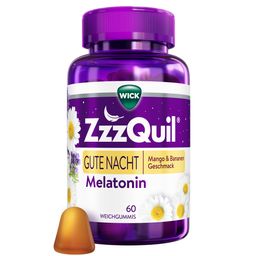 WICK ZzzQuil® Gute Nacht, Einschlafhilfe* mit Melatonin Mango & Banane - Jetzt 20% mit dem Code wick20 sparen*