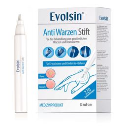Evolsin – Anti Warzen Stift gegen Dornwarzen & gewöhnliche an Füßen, Händen, Körper, Armen & Beinen – Warzenstift präzise, hygienisch & sicher