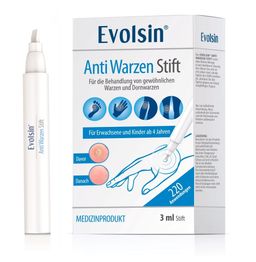 Evolsin – Anti Warzen Stift gegen Dornwarzen & gewöhnliche an Füßen, Händen, Körper, Armen & Beinen – Warzenstift präzise, hygienisch & sicher