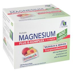 Avitale Magnesium 400 plus B-Komplex direkt mit Pfirsich-Maracuja-Geschmack