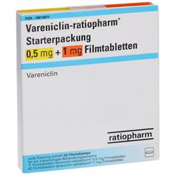 VARENICLIN-ratiopharm Starterpackung 0,5 mg + 1 mg 53 St mit dem E ...