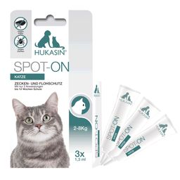 Hukasin® Spot On Katze - Zecken- und Floh Schutz - langanhaltender Zeckenschutz & Flohmittel für Katzen bis zu 12 Wochen, für die Gesundheit Ihrer Katze