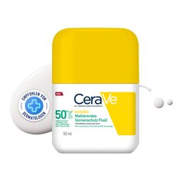 CeraVe Invisible Mattierendes Sonnenschutz Fluid LSF 50+ + Feuchtigkeitscreme 50ml GRATIS