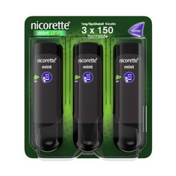 nicorette mint Nikotinspray mit therapeutischem Nikotin zur schnellen Linderung von Rauchverlangen beim Rauchstopp  *in 30 Sek. bei 2 x Sprühen