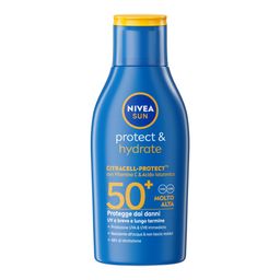 Nivea Sun Latte Solare Protect & Hydrate SPF50+ 100 ml, Crema solare 50+ idratante formato viaggio