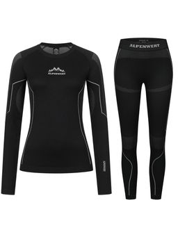 ALPENWERT Thermounterwäsche Damen Schwarz XL