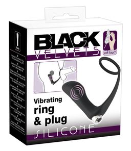 Black Velvets - Vibroplug mit Penisring  P-Punkt & Erektionskick