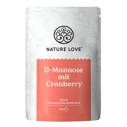 NATURE LOVE® D-Mannose Pulver + Cranberry - 250g Pulver - 100 Tage Reichweite - mit Dosierlöffel