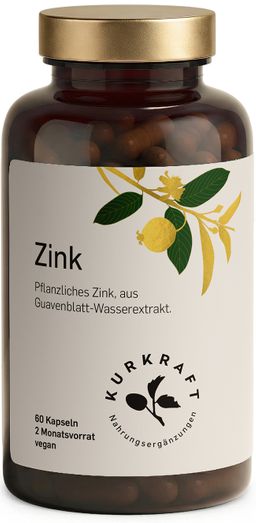Kurkraft© Zink – Pflanzlich aus Guavenblatt – 10 mg – 60 Kapseln – 2 Monate