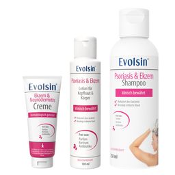 Evolsin® Ekzem & Neurodermitis Intensiv Bundle (Creme + Lotion + Shampoo) - Mindert Juckreiz