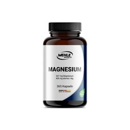Magnesium Kapseln - 365 Stück (1 Jahr) 664mg je Kapsel, 400mg ELEMENTARES Magnesium  - Wehle Sports