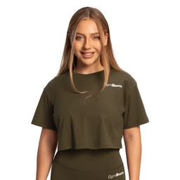 GymBeam T-Shirt Damen cropped locker Kurzarm mit rundem Ausschnitt Espresso
