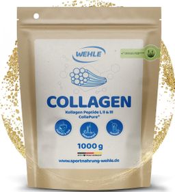 Kollagen Peptide Typ I, II & III - 1000 g Pulver - 20 g Kollagen pro Tag - Wehle Sports®