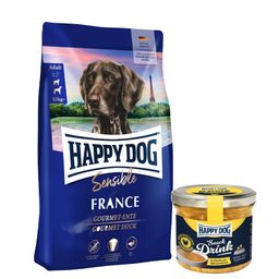 Happy Dog Sensible France + Happy Dog Snack Drink mit Hähnchenfleisch
