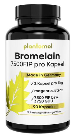 plantomol® Bromelain Kapseln mit 7500 FIP pro Kapsel - 750mg Bromelain Enzym aus Ananas-Extrakt