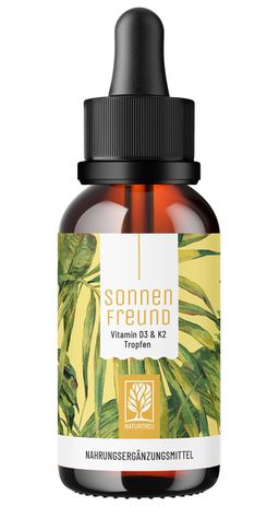 1000 I.E. Vitamin D3 K2 1200 Tropfen 30 ml hochdosiert pflanzlich Sonnenfreund NATURTREU®