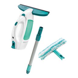 Leifheit Fenstersauger Dry&Clean, mit Stiel und Einwascher, Fensterreiniger, Akku Fensterputzer