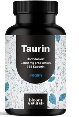 Taurin Kapseln - 365 Kapseln - 2000 mg Taurin pro Portion - Bloom Naturals®