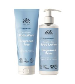Urtekram Duschgel und Body Lotion Set Sensitive parfümfrei duftfrei für empfindliche Haut