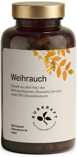 Kurkraft© Weihrauch – Boswellia Serrata Extrakt – 85 % Boswelliasäuren – 180 Kapseln – vegan