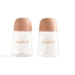 Annabella Milchpumpen Vorratsflaschen 2er Set 140ml für Muttermilch mit Deckel & Skala