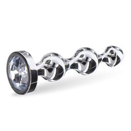 Analplug aus Metall 3 Kugeln mit Zierstein - Lovelyness