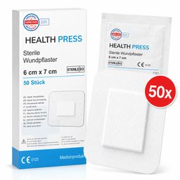 Health Press Wundpflaster steril – 50 St 6x7 cm – großes Pflaster für Wunden